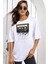 Kaset Teyp Oversize Beyaz Kısa Kollu Kadın T-Shirt 1