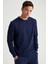 Erkek Lacivert Bisiklet Yaka Regular Fit Sweatshirt 3