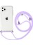 Apple iPhone 11 Pro Max Kılıf Boyna Askılı Ayarlanabilir Şeffaf Silikon Mor 1