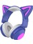 Aşırı Kulak Kulaklıklar Bluetooth 5.0, Kedi Kulağı ile Katlanabilir Stereo Kulaklık, Kulaklıklar, Dahili Mikrofon, Ev Ofisi Için Kablosuz Kulaklık - Mor (Yurt Dışından) 1