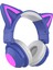 Aşırı Kulak Kulaklıklar Bluetooth 5.0, Kedi Kulağı ile Katlanabilir Stereo Kulaklık, Kulaklıklar, Dahili Mikrofon, Ev Ofisi Için Kablosuz Kulaklık - Mor (Yurt Dışından) 4