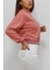 Kapüşonlu Kare Desenli Sweatshirt Pudra 1
