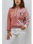 Kapüşonlu Kare Desenli Sweatshirt Pudra 3