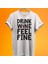 Drink Wine Baskılı %100 Pamuk Oversize T-Shirt Büyük Beden Tişört 1