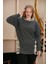 Kamuflaj Garnili Büyük Beden Füme Sweatshirt 4