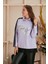 Taş Baskılı Kollar File Detaylı Lila Büyük Beden Sweatshirt 3