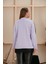 Taş Baskılı Kollar File Detaylı Lila Büyük Beden Sweatshirt 4