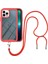 iPhone 13 Pro Max Için Şeffaf Bumper Shockproof Ayarlanabilir Çapraz Askılı Askılı Tam Koruma Kılıf Kapaklı Kırmızı (Yurt Dışından) 1