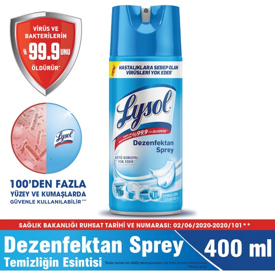 Lysol Dezenfektan Sprey Temizliğin Esintisi Yüzeyler İçin 400 ml