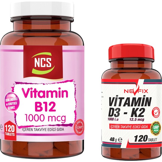 Ncs Vitamin B12 120 Tablet & Nevfix Vitamin D3K2 120 Tablet Fiyatı