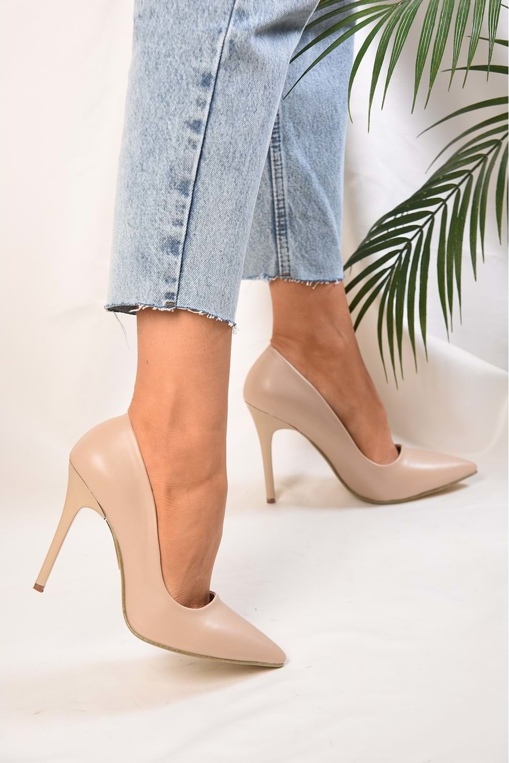Shoeberry Kadin Ten Cilt Klasik Topuklu Stiletto görsel 6