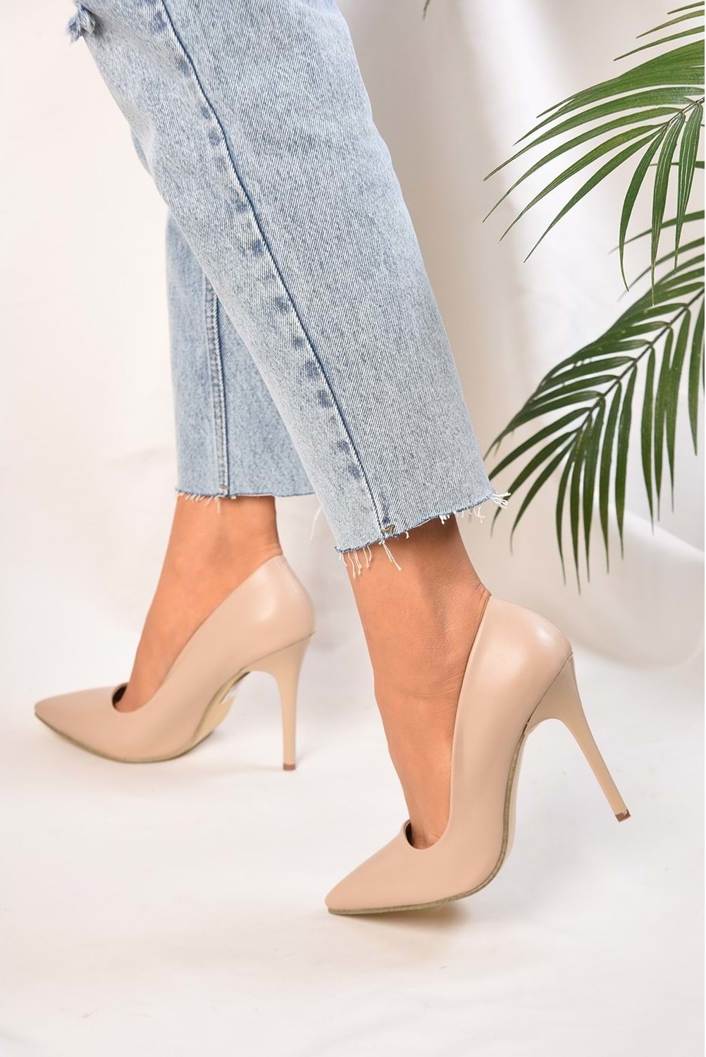 Shoeberry Kadin Ten Cilt Klasik Topuklu Stiletto görsel 7