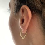 Sembol Gold Dörtgen Formlu Altın Küpe 14 Ayar 2,0 cm Zarif Küpe
