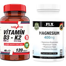 Flx Magnesium Malat 180 Tablet & Nevfix Vitamin D3-K2 120 Tablet