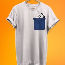 Remonz Panda Cep Baskılı %100 Pamuk Oversize T-Shirt Büyük Beden Tişört