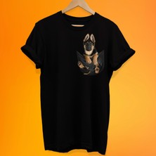 Remonz Köpek Cep Baskılı %100 Pamuk Oversize T-Shirt Büyük Beden Tişört