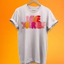 Remonz Love Yourself Baskılı %100 Pamuk Oversize T-Shirt Büyük Beden Tişört