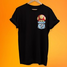 Remonz Mario Cep Baskılı %100 Pamuk Oversize T-Shirt Büyük Beden Tişört