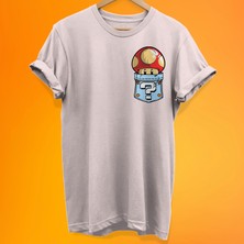 Remonz Mario Cep Baskılı %100 Pamuk Oversize T-Shirt Büyük Beden Tişört