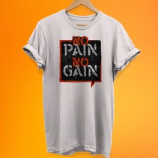 Remonz No Pain No Gain Baskılı %100 Pamuk Oversize T-Shirt Büyük Beden Tişört