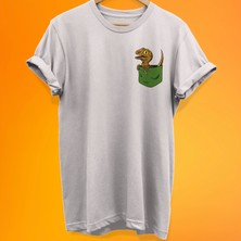 Remonz Raptor Cep Baskılı %100 Pamuk Oversize T-Shirt Büyük Beden Tişörtrt