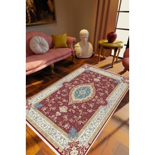 10 Post Online Salon Halısı Eskitme Bordo Ekru Mavi Kaydırmaz Kesme Yıkanabilir Ince Halı 