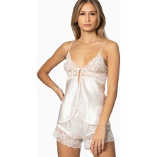 Pierre Cardin Saten Dantelli Şort & Kombi Takım - 405