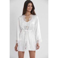 Pierre Cardin Saten Dantelli 3'lü Şort & Kombi & Sabahlık Takım 2490