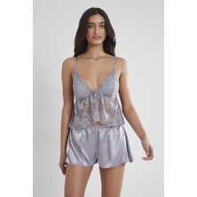 Pierre Cardin Saten Dantelli Şort & Kombi Takım - 450