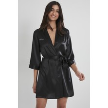 Pierre Cardin Kadın Saten Sabahlık - 1010 Siyah Renk Yumuşak Dokulu Kumaş ile Şık Tasarım