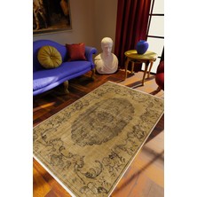 10 Post Online Salon Halısı Eskitme Sarı Kahverengi Kaydırmaz Kesme Yıkanabilir Ince Halı 