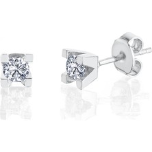 Mia Vento 0.50 Karat Effective Diamond Benzersiz Zerafet Tektaş Gümüş Küpe