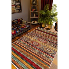 10 Post Online Kilim Desenli Otantik Eskitme Kahverengi Kaydırmaz Kesme Yıkanabilir Ince Halı 
