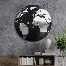 Makta W'clock Dekoratif Duvar Saati  Globe Gümüş Ayna