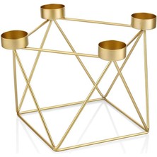 The Mia Altın 4'lü Tealıght Metal Mumluk 23CM