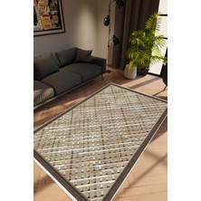 10 Post Online Modern Geometrik Kahverengi Kaydırmaz Kesme Yıkanabilir Ince Halı 