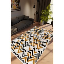 10 Post Online Modern Geometrik Kahverengi Kaydırmaz Kesme Yıkanabilir Ince Halı 