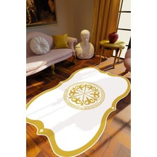 10 Post Online Klasik Modern Altın Gold Sarı Ekru Kahverengi Kaydırmaz Kesme Yıkanabilir Ince Halı 