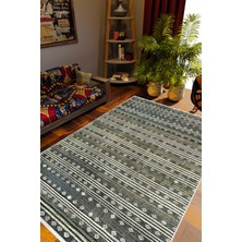 10 Post Online Kilim Desenli Otantik Eskitme Gri Kahverengi Siyah Kaydırmaz Kesme Yıkanabilir Ince Halı 