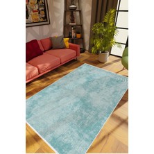 10 Post Online Doku Eskitme Mavi Turkuaz Kaydırmaz Kesme Yıkanabilir Ince Halı 