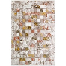 10 Post Online Modern Patchwork Mozaik Desen Kahverengi Kaydırmaz Kesme Yıkanabilir Ince Halı 