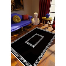 10 Post Online Klasik Siyah Kaydırmaz Kesme Yıkanabilir Ince Halı 