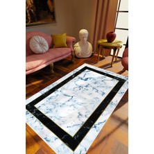 10 Post Online Eskitme Modern Çerçeve Desenli Mermer Mavi Gri Beyaz Siyah Kaydırmaz Kesme Yıkanabilir Ince Halı 