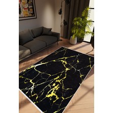 10 Post Online Taş Mermer Modern Gold Siyah Altın Kaydırmaz Kesme Yıkanabilir Ince Halı 