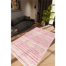 10 Post Online Modern Eskitme Pembe Beyaz Kaydırmaz Kesme Yıkanabilir Ince Halı 