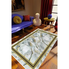 10 Post Online Eskitme Geometrik Çerçeve Desenli Mermer Altın Beyaz Gri Kahverengi Kaydırmaz Kesme Yıkanabilir Ince Halı 