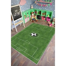 10 Post Online Çocuk Halısı Figürlü Futbol Sahası Desenli Yeşil Kaydırmaz Kesme Yıkanabilir Ince Halı 