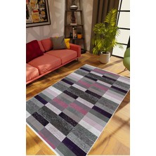10 Post Online Modern Patchwork Gri Kaydırmaz Kesme Yıkanabilir Ince Halı 