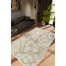 10 Post Online Modern Geometrik Kahverengi Gri Kaydırmaz Kesme Yıkanabilir Ince Halı 