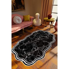 10 Post Online Klasik Modern Lazer Kesim Siyah Kaydırmaz Kesme Yıkanabilir Ince Halı 